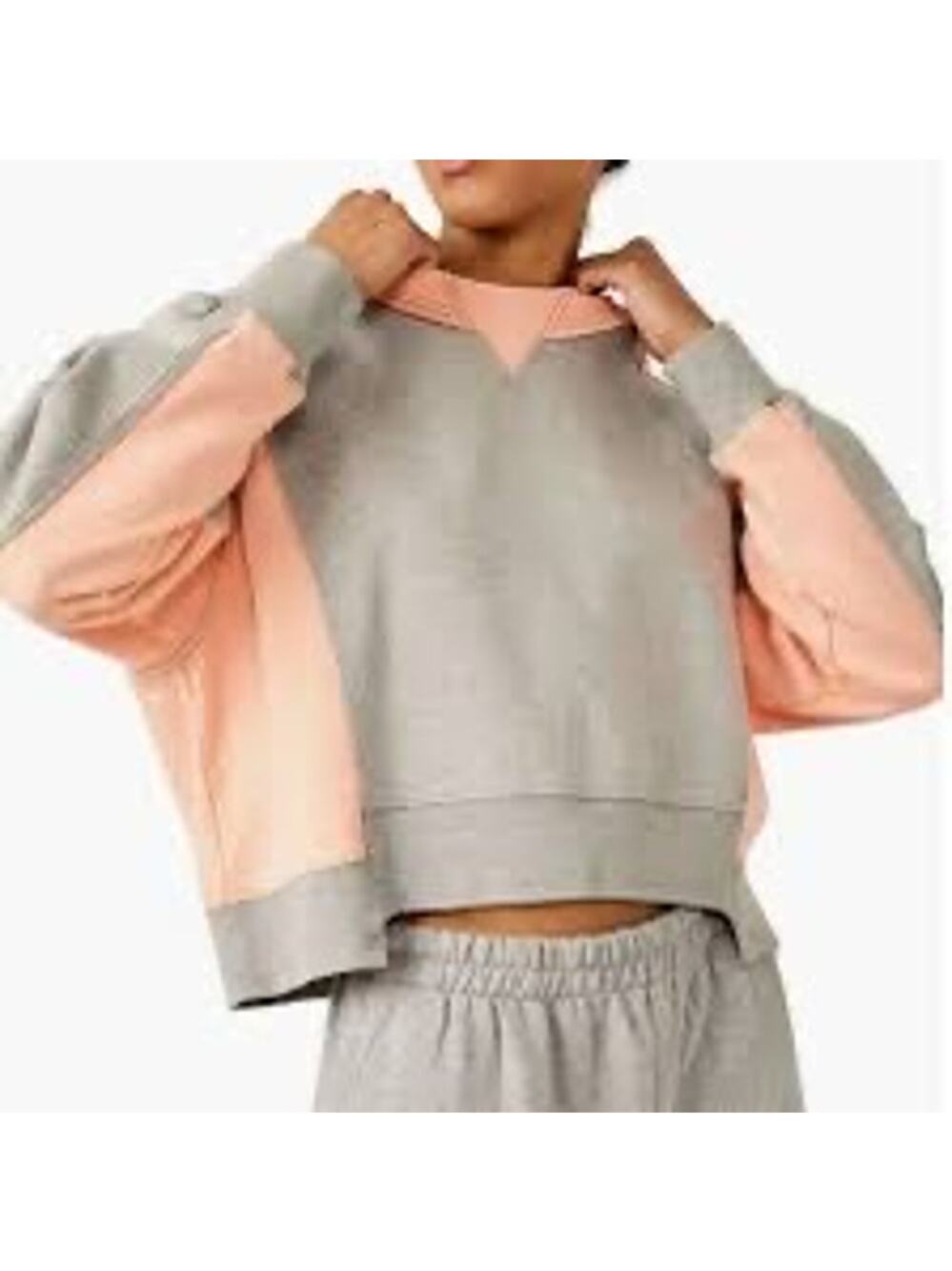 Free People FP Movement Intercept Color Block Pullover Oversized Sweatshirt, Med